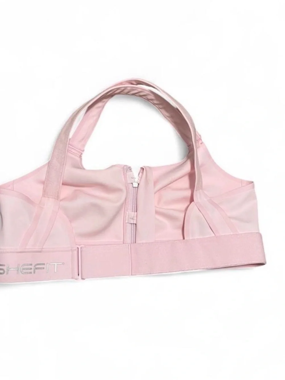 SheFit Front-Zip Light Pink Sports Bra